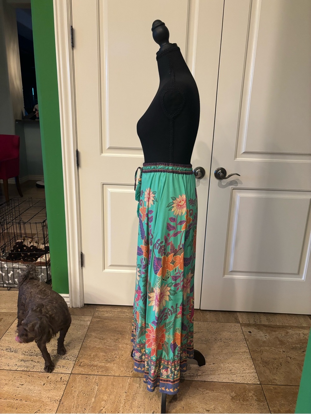 NATURAL LIFE Teal Floral Tiered Maxi Skirt - Picture 2 of 3